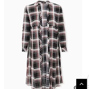 🆕3X BLACK PLAID CHALLIS DUSTER SHIRT KIMONO